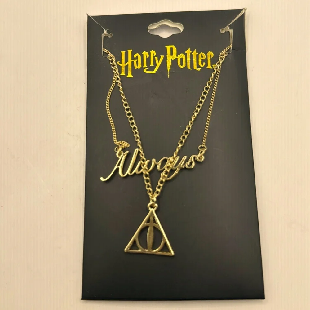 HARRY POTTER Bioworld Hogwarts House Necklace Set-Deathly Hollows and Always